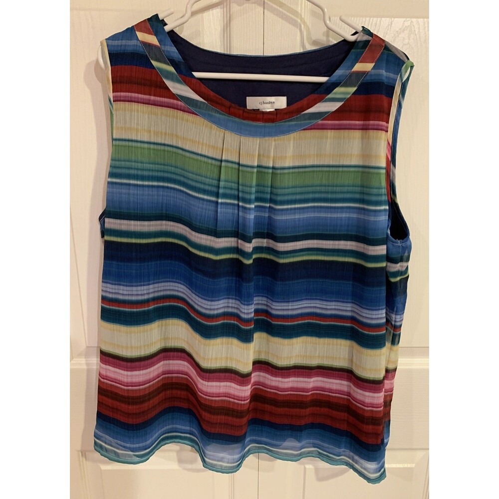 Cj Banks Plus Layered Tank Top Blouse Women’s 2XL Striped Colorful Casual Summer